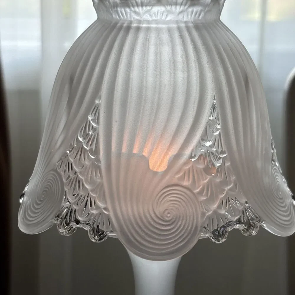 Vintage PartyLite Frosted Pedestal Fairy Lamp/Light 10” Tall 2 Pieces - Picture 2 of 9